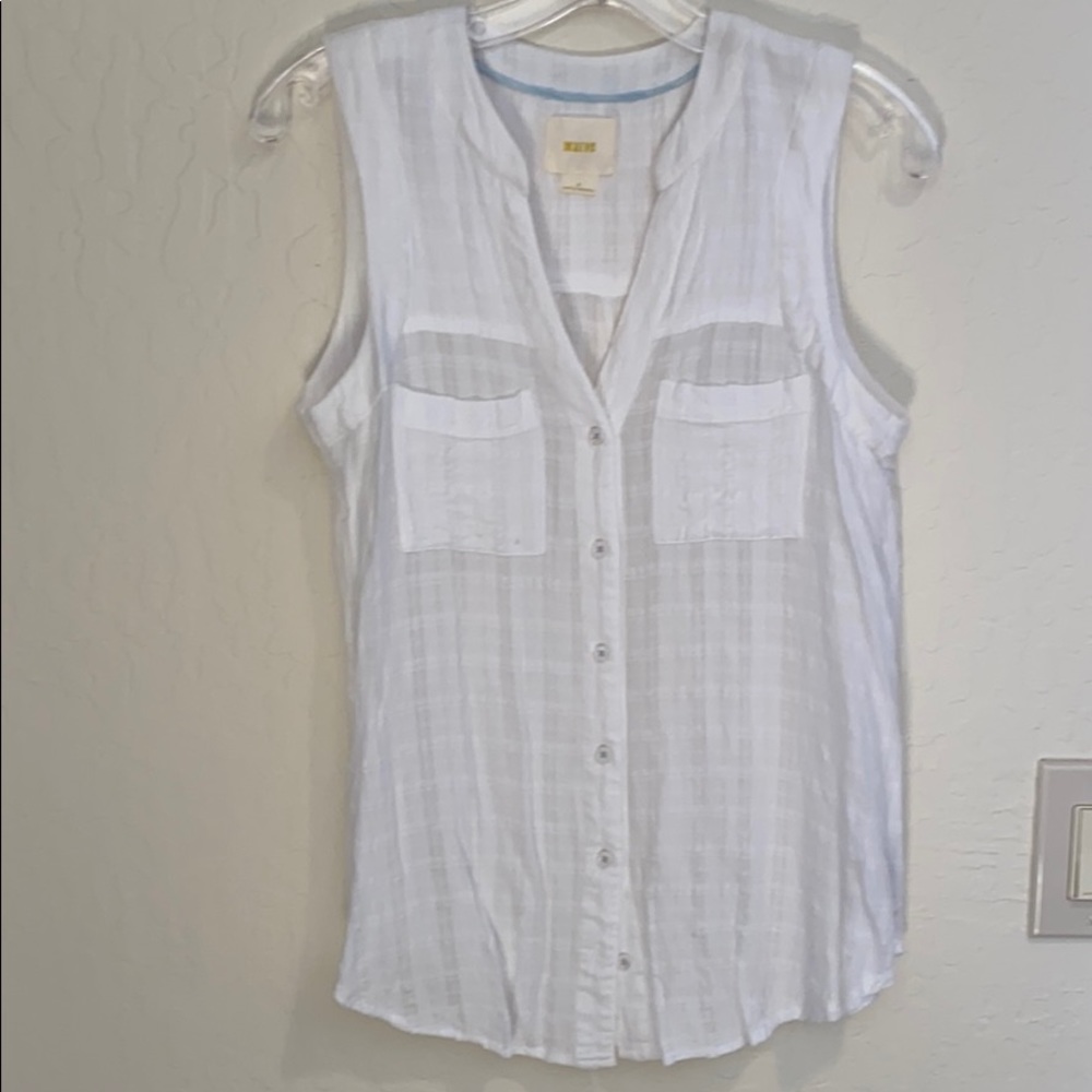 Button Up V-Neck Tank Top